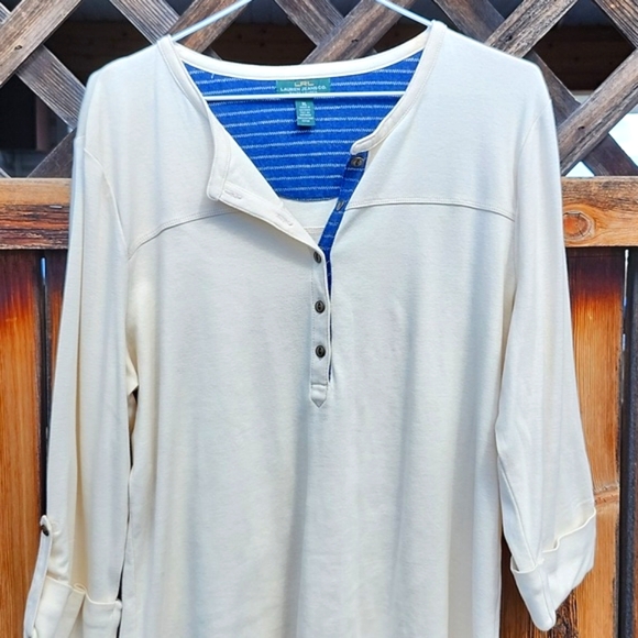 ⭐️LRL Ralph Lauren Cream 3/4 Sleeve Top - Picture 4 of 8